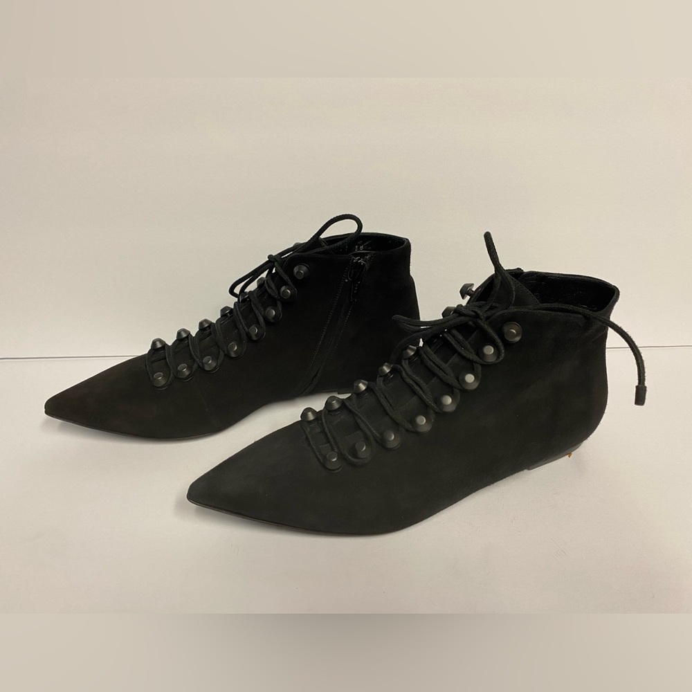 Balenciaga flat ankle boots suede lace up black 38 - Picture 3 of 9